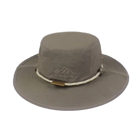 Outdoor Wide Brim Sun Hat For Men Women Breathable Quick Dry Nylon Bucket Hat UV Protection Hiking Fishing Traveller Mountain Embroidered Hat