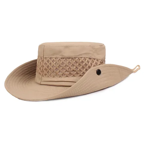 Sombrero de Pescador Unisex de Malla Transpirable Ala Ancha Protección Solar Gorra Safari Para Senderismo Pesca Con Barbijo