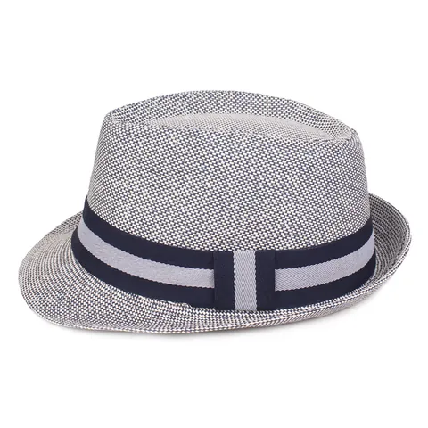 Men Women Paper Straw Fedora Hat Striped Ribbon Band Breathable Panama Sun Jazz Hat For Summer Beach Travel Vacation
