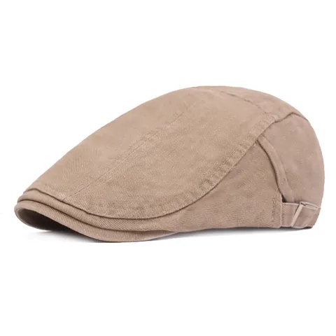 Heren Vrouwen 100% Katoen Platte Pet Vintage Effen Kleur Ivy Cabbie Rijden Hoed Verstelbare Metalen Gesp Casual Zonbescherming Beret