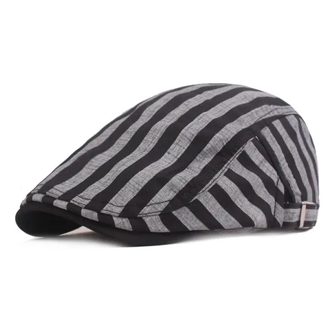 Baumwolle Gestreift Schiebermütze Retro Verstellbar Newsboy Hat Für Herren Damen Lässig Sonnenschutz Atmungsaktiv Outdoor