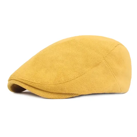 Gorra de Vendedor de Periódicos Unisex Vintage de Mezcla de Algodón Tejido Ajustable Color Sólido Boina Plana Casual Sombrilla