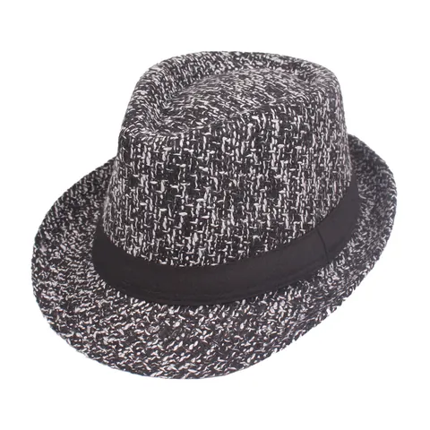 Vintage Herren Fedora Hut Retro Tweed Kurze Krempe Trilby Mütze Herbst Winter Warm Jazz Hut Klassische Band Dekor Hut