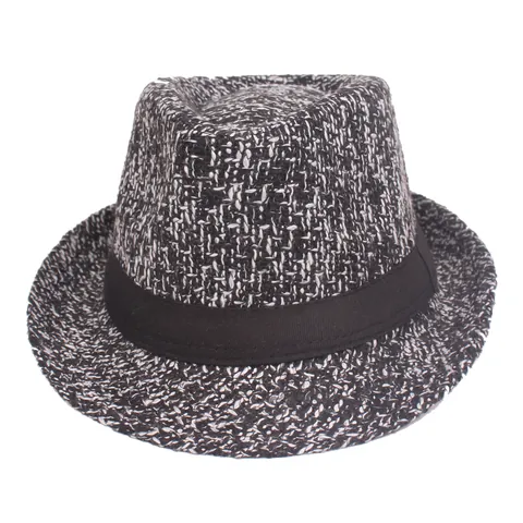 Vintage Herren Fedora Hut Retro Tweed Kurze Krempe Trilby Mütze Herbst Winter Warm Jazz Hut Klassische Band Dekor Hut