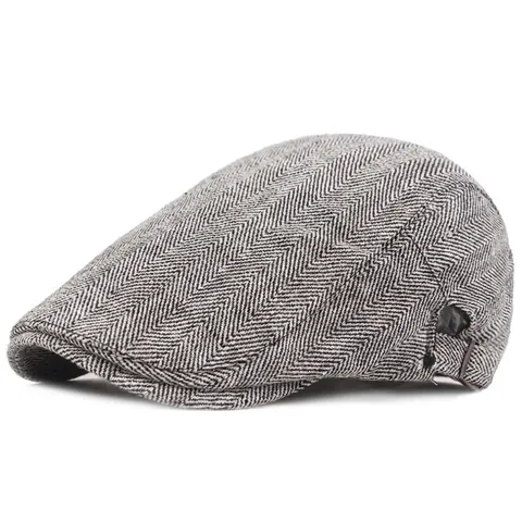Vintage Herringbone Flat Cap For Men Women British Style Adjustable Newsboy Beret Ivy Hat Sun Protection Casual Headwear
