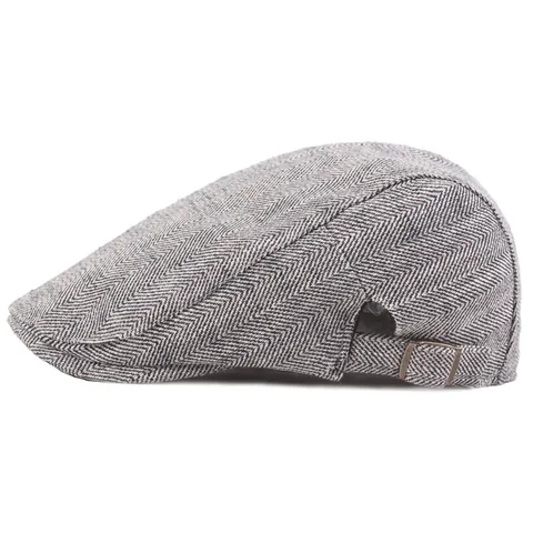 Vintage Herringbone Flat Cap For Men Women British Style Adjustable Newsboy Beret Ivy Hat Sun Protection Casual Headwear
