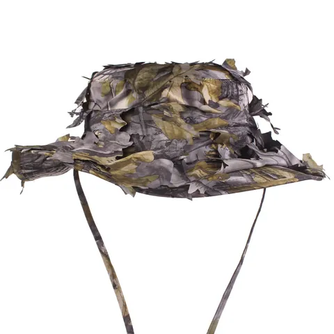 Cappello Boonie Mimetico con Foglie 3D Protezione UV per Escursionismo Pesca Regolabile Traspirante Leggero in Poliestere da Pescatore