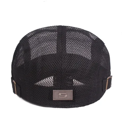 Béret Plat d'été en Maille Respirante Homme Femme Réglable Rétro Ivy Béret Couleur Unie Protection Solaire Casquette de Chasse