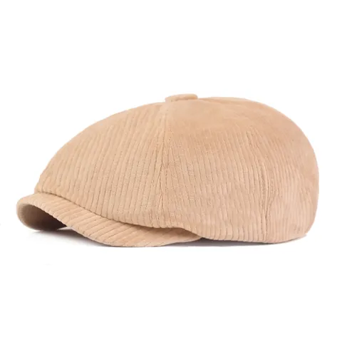 Gorra de Repartidor de Periódicos de Pana Vintage para Mujer Boina Octogonal Retro Mezcla de Algodón Cálida Otoño Invierno Diario