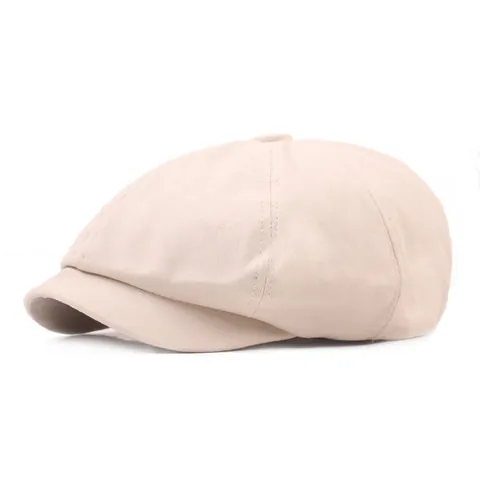 Casquette Gavroche Vintage Hommes Femmes Mélange Coton Bérêt Octogonal Bord Court Respirant Pare-soleil Casual Couleur Unie