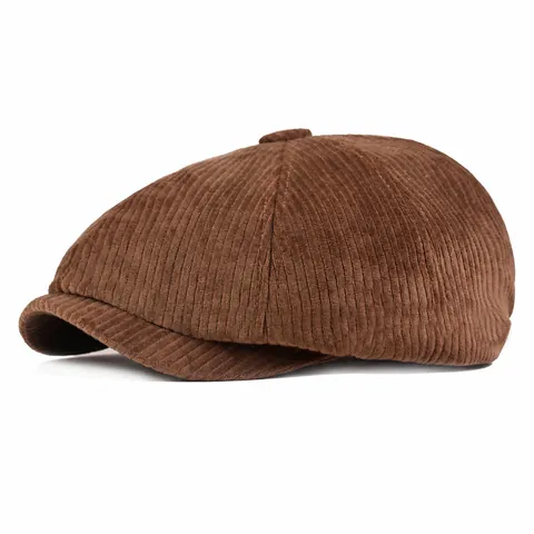 Gorra de Repartidor de Periódicos de Pana Vintage para Mujer Boina Octogonal Retro Mezcla de Algodón Cálida Otoño Invierno Diario