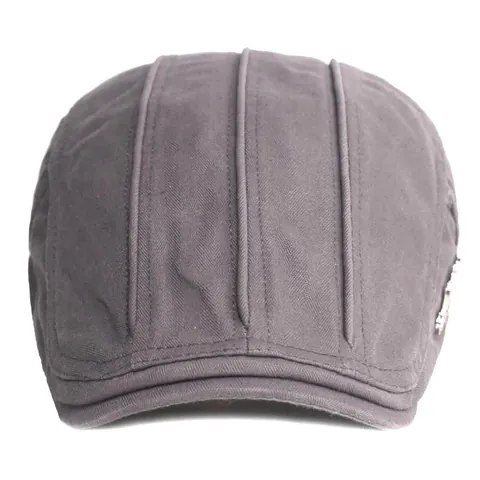 Men British Style Cotton Flat Cap Adjustable Newsboy Beret Vintage Solid Color Striped Sunshade Outdoor Hunting Hat