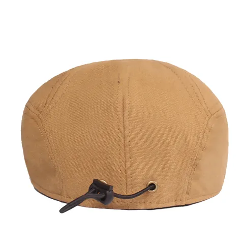 Béret Vintage en Coton pour Hommes Femmes Casquette Plate Réglable Couleur Unie Respirant Protection Solaire Casquette Décontractée Accessoires de Plein Air