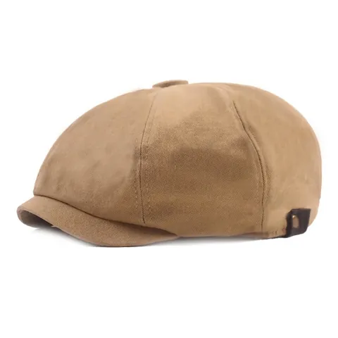 Vintage Cotton Newsboy Cap For Men Women Octagonal Beret Hat Retro British Style Adjustable Cabbie Ivy Flat Cap