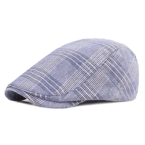 Gorra Plana de Cuadros Vintage Para Hombre Mujer Transpirable Mezcla de Algodón Gorra Ivy Ajustable Estilo Británico Gorro Parasol
