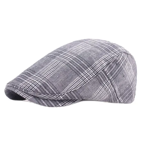 Gorra Plana de Cuadros Vintage Para Hombre Mujer Transpirable Mezcla de Algodón Gorra Ivy Ajustable Estilo Británico Gorro Parasol
