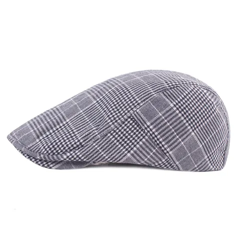 British Retro Plaid Newsboy Cap For Men Women Adjustable Polycotton Checkered Flat Cap Vintage Beret Forward Hat Outdoor Accessories