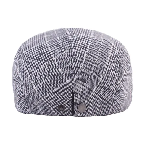 British Retro Plaid Newsboy Cap For Men Women Adjustable Polycotton Checkered Flat Cap Vintage Beret Forward Hat Outdoor Accessories