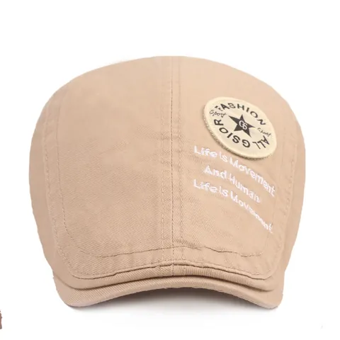 Béret en Coton Broderie Étoile Casquette Ivy pour Homme Femme Décontracté Protection Solaire Réglable Casquette Plate Vintage
