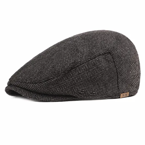Vintage Herringbone Flat Cap For Men Women Wool Blend Ivy Gatsby Driving Hat Autumn Winter Warm Newsboy Beret Cap