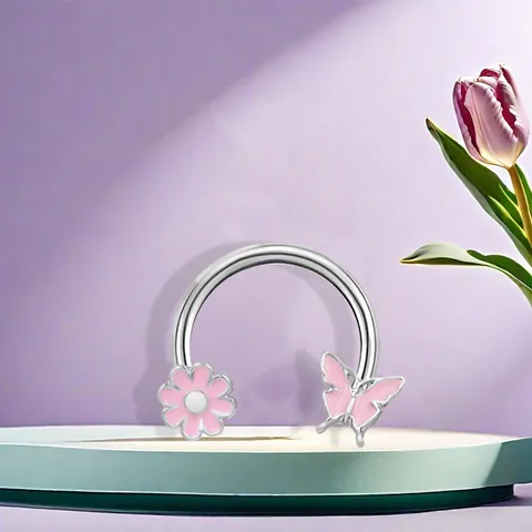 Stainless Steel Acrylic Septum Horseshoe Nose Ring Butterfly Spider Web Camellia Zirconia Flower For Women Men Jewelry