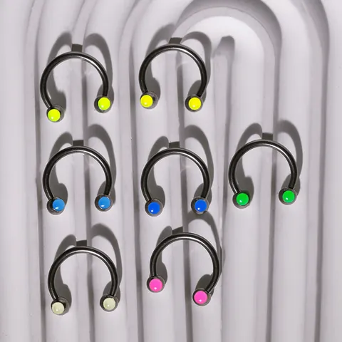 Stainless Steel Horseshoe Nipple Ring Gauge Circular Barbell Piercing Jewelry With Colored Beads For Adults Unisex