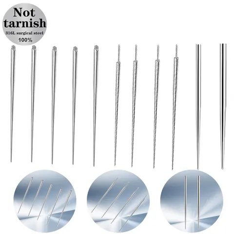 316L Roestvrij Staal Piercing Inzet Taper Begeleidingsnaald Voor Lichaamssieraden Schroefdraad Piercing Hulpmiddel Zilver