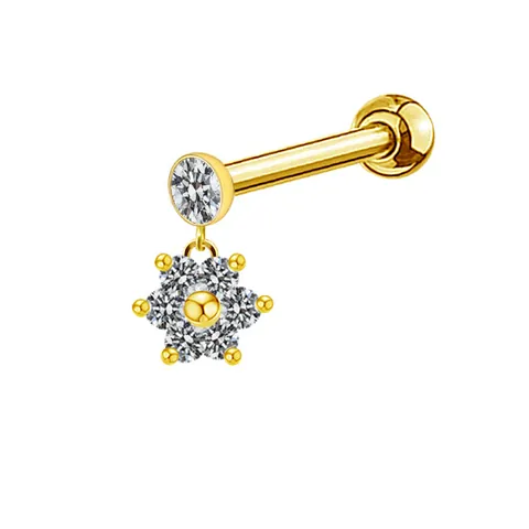 Fashion Golden Metal Zirconia Ear Stud Piercing Jewelry With Butterfly Snake Star Evil Eye Heart Cross Flower Shapes For Unisex
