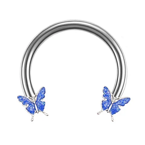 Horseshoe Piercing Ring Stainless Steel With Copper Glitter Butterfly Septum Cartilage Hoop Earring Body Jewelry