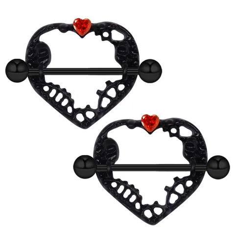Gothik Edelstahl Nippelringe Halloween Spinne Fledermaus Skelett Herz Strass Körperpiercing Schmuck Für Damen