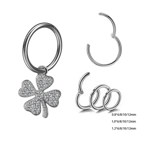 316 Stainless Steel Nose Ring Hoop Copper Zirconia Butterfly Moon Star Cross Evil Eye Clover Piercing Jewelry Unisex