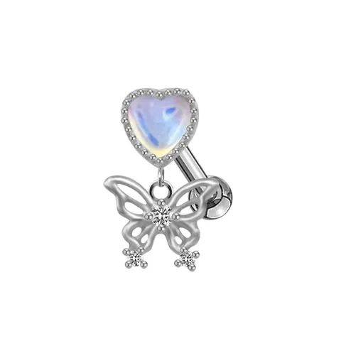 Fashion Body Piercing Jewelry Copper Zircon Butterfly Heart Bowknot Navel Ring Ear Cartilage Stud Earring For Women Men
