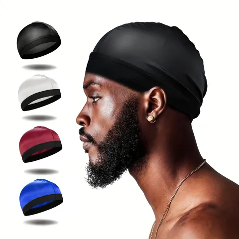 Cuffia Wave in Raso Durag Berretto a Cupola Setoso Per Uomo Donna Cura dei Capelli Traspirante Fascia Larga Elastica Morbida Cuffia da Notte Accessori