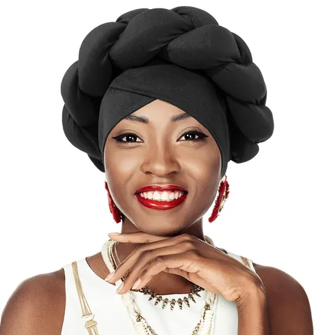 Sombrero Turbante Trenzado Étnico para Mujer Color Sólido Torsión Envoltura Cruzada Gorra India Transpirable para Uso Diario