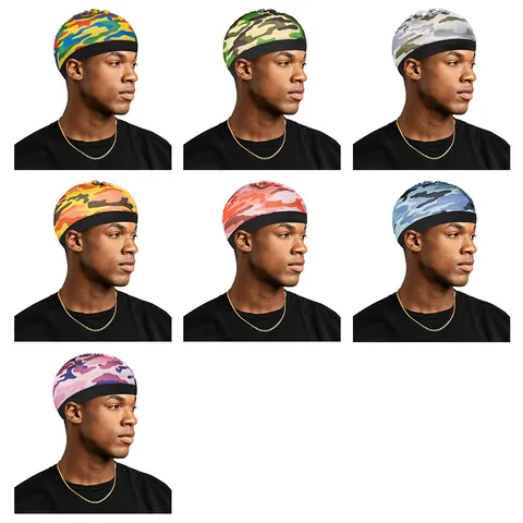 Durag de Satén de Camuflaje Para Hombre Mujer Banda Elástica Ancha Gorro Wave Accesorios Para El Cabello Hip Hop Sedoso