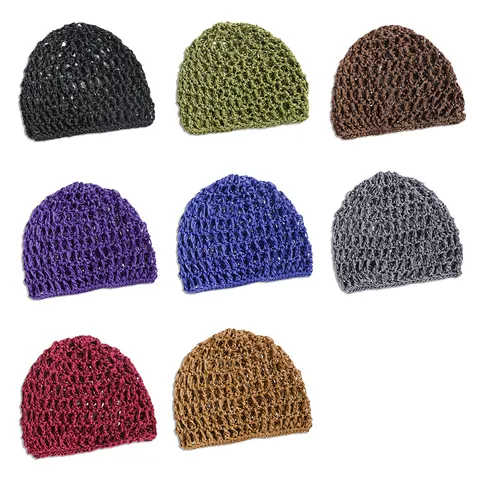 Women Knitted Mesh Hair Net Snood Crochet Hollow Out Beanie Cap Solid Color Hair Accessories For Styling Daily Headwear