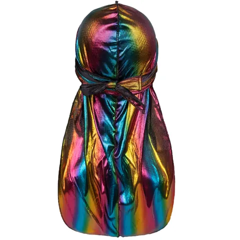 Herren Laser Seide Durag Piratenmütze Langer Schwanz Kopftuch Glänzend Vielseitig Hip-Hop Radfahren Kopfbedeckung