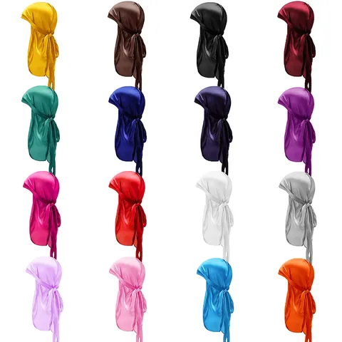 Pañuelo Satin Durag de Cola Larga para Niños Niñas Gorro de Ondas de Satén Sombrero de Pirata Accesorio Streetwear