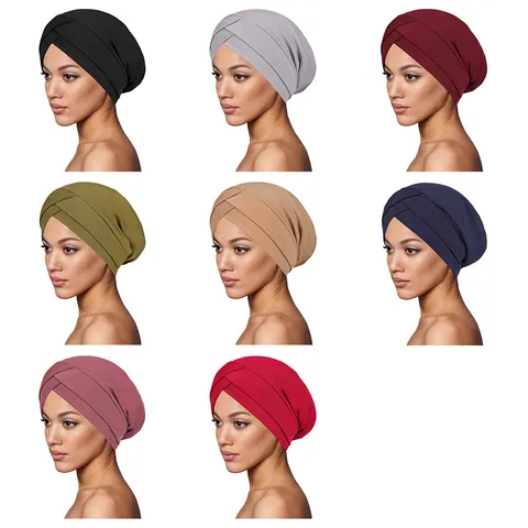 Women's Ribbed Knit Turban Hat Front Cross Elastic Headwrap Headscarf For Daily Wear Shopping Sleep Casual Fashion Hair Accessories