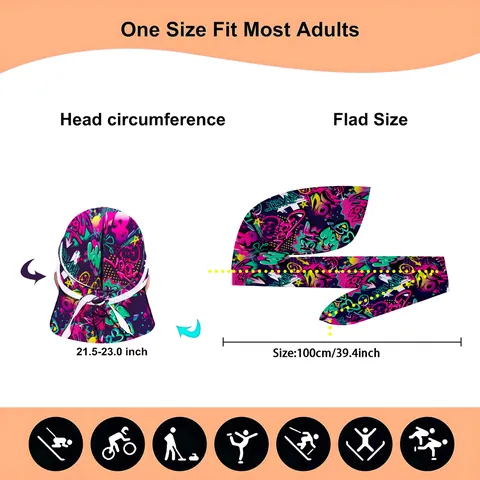 Graffiti Print Satin Durag Για Άνδρες Γυναίκες Hip Hop Μακριά Ουρά Κάλυμμα Κεφαλής Silky Κορδέλα Σκουφάκι Μαλλιών Αξεσουάρ Μόδας