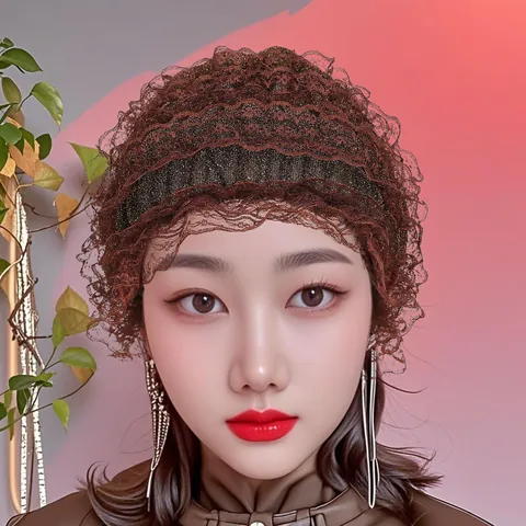 Gorro Turbante de Encaje Elástico para Mujer Pañuelo Floral Plisado Transpirable Cubierta de Cabello Tocado para Accesorios de Moda Casual