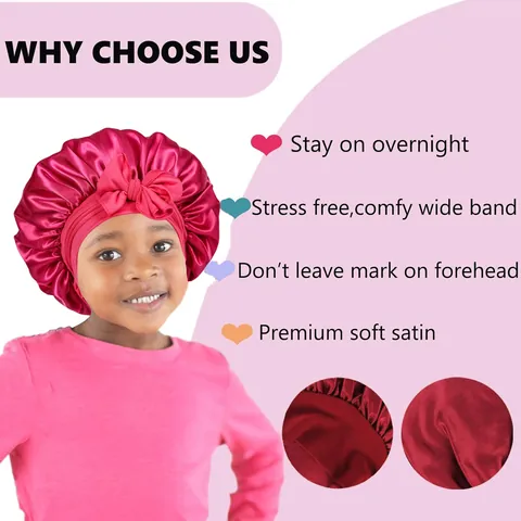 Kids Satin Sleep Bonnet With Adjustable Straps Cartoon Unicorn Butterfly Printed Breathable Hair Care Cap For Sleeping Bath