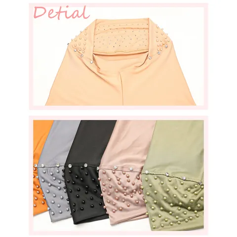 Damen Muslimischer Hidschāb Künstliche Perle Strass Turban Kopftuch Elastisches Polyester Pull On Innere Kappe Islamische Religiöse Kopfbedeckung