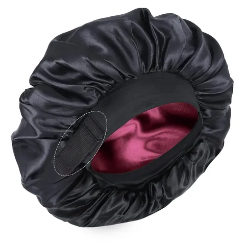 Verstellbare Satin Schlafhaube Für Damen Doppellagige Haarpflege Nachtmütze Mit Breitem Gummiband Zum Schlafen Schönheit