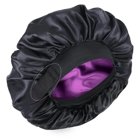 Verstellbare Satin Schlafhaube Für Damen Doppellagige Haarpflege Nachtmütze Mit Breitem Gummiband Zum Schlafen Schönheit