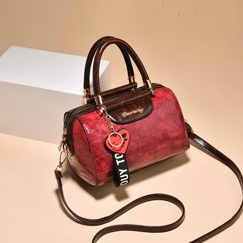 Bolso de Mano Boston Vintage para Mujer con Relieve de Cocodrilo Cuero PU Color en Contraste Gran Capacidad Bolso de Hombro