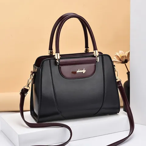 Bolso de Mano de Cuero de PU Moderno para Mujer con Bloques de Color y Correa de Hombro Ajustable Bolso Informal para Mujer