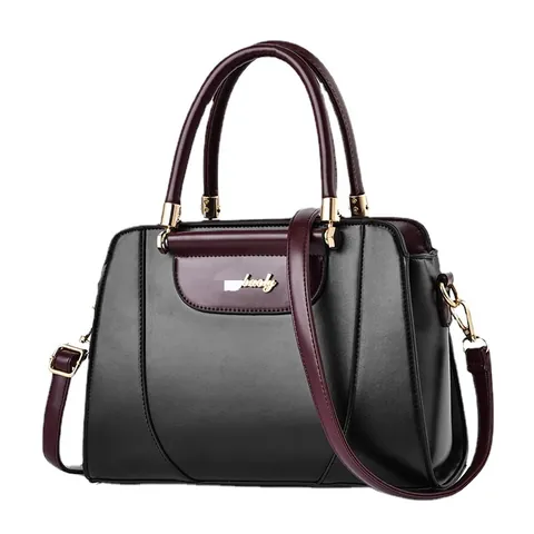 Bolso de Mano de Cuero de PU Moderno para Mujer con Bloques de Color y Correa de Hombro Ajustable Bolso Informal para Mujer