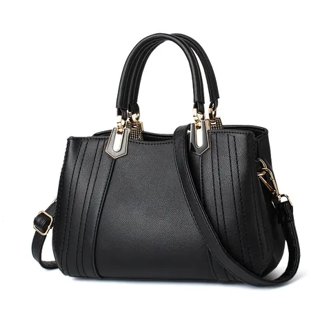 Women Fashion Large Capacity PU Leather Handbag With Sewing Thread Decor Urban Simple Elegant Shoulder Bag For Daily Work