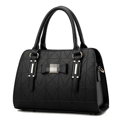 Women Fashion PU Leather Top Handle Bag Geometric Triangle Pattern Bowknot Boston Satchel Bag Crossbody Shoulder Bag